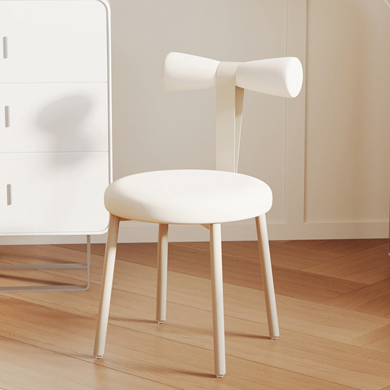 Tabouret de coiffeuse sans dossier en tissu rond crème Art Déco moderne en fer pour chambre 