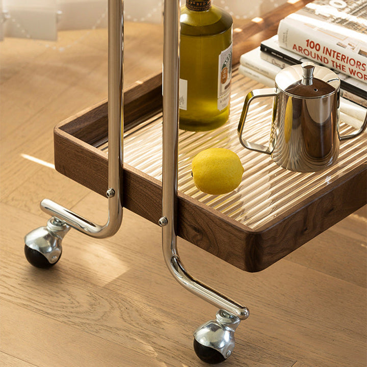 Traditioneller Vintage rechteckiger Massivholz-Edelstahl-Beistelltisch mit 2 Ebenen für das Wohnzimmer 