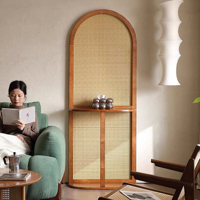 Traditional Chinese Rectangular Rubberwood Solid Wood Plastic Room Divider With Storage Shelf 2/4-Tier For Living Room