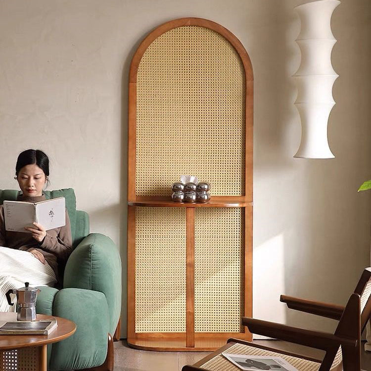 Traditional Chinese Rectangular Rubberwood Solid Wood Plastic Room Divider With Storage Shelf 2/4-Tier For Living Room