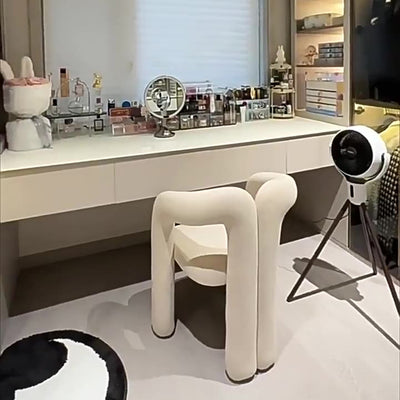 Contemporary Creative Curved Velvet Iron Vanity Stool Backrest Armless For Bedroom
