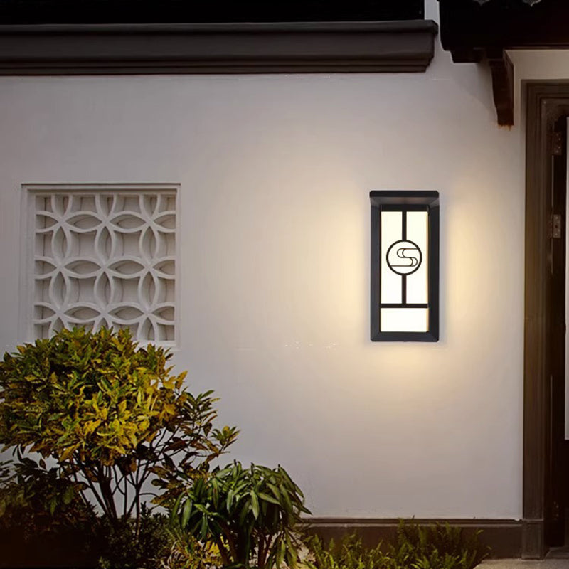 Lampe murale moderne en forme de cuboïde en aluminium acrylique LED étanche pour patio extérieur 