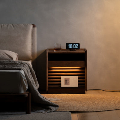 Table de nuit rectangulaire en bois nordique contemporain à 2 tiroirs pour chambre 