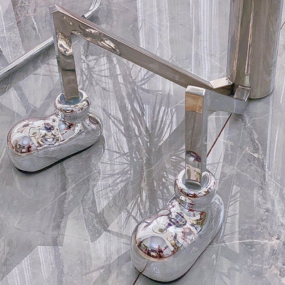 Table d'appoint contemporaine créative ronde en verre avec plateau en acier inoxydable pour salon 
