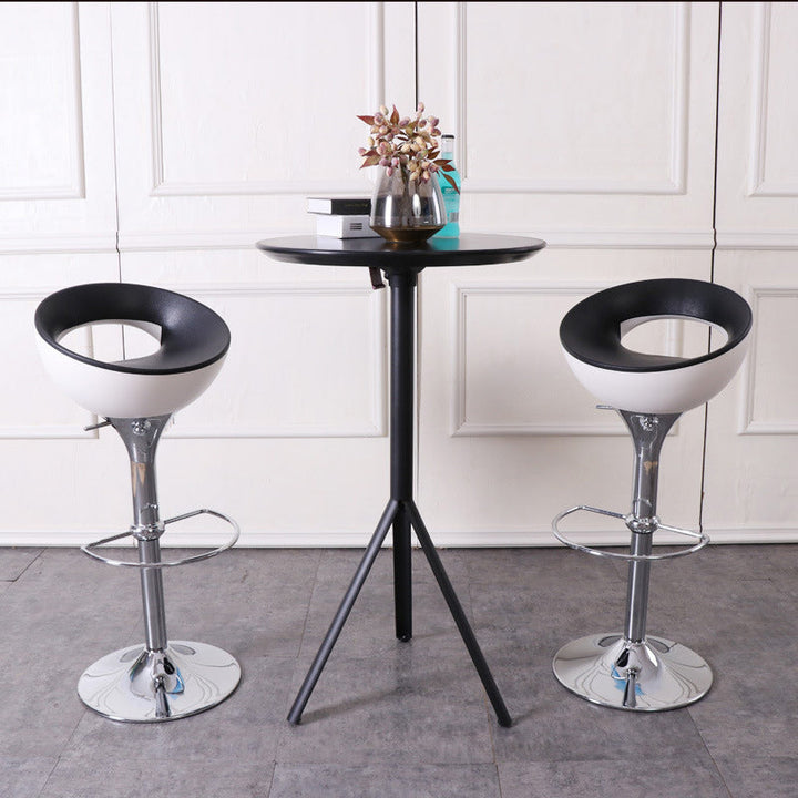 Tabouret de bar pivotant avec repose-pieds rond en fer ABS simplicité moderne pour cuisine 