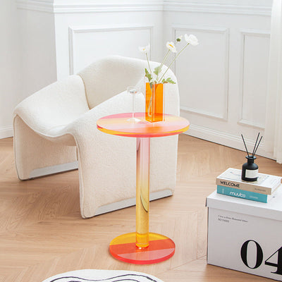Zeitgenössischer kreativer runder Marmorsäulen-Acryl-Beistelltisch 1-stufig für Wohnzimmer 