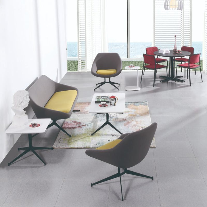 Moderno Minimalista Hierro Tela Esponja Silla de Arco Cuadrado Silla de Salón Respaldo para Sala de Estar 