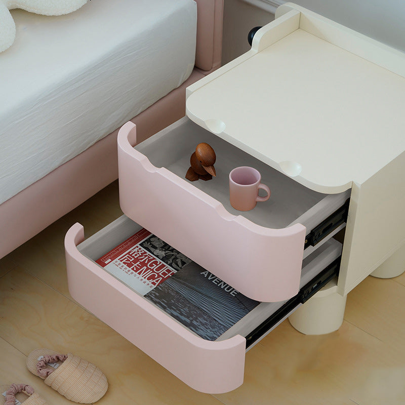 Table de nuit en bois pour enfants nordiques contemporains carrés cubiques Hippo à 2 tiroirs pour chevet 