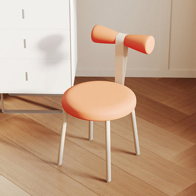 Tabouret de coiffeuse sans dossier en tissu rond crème Art Déco moderne en fer pour chambre 