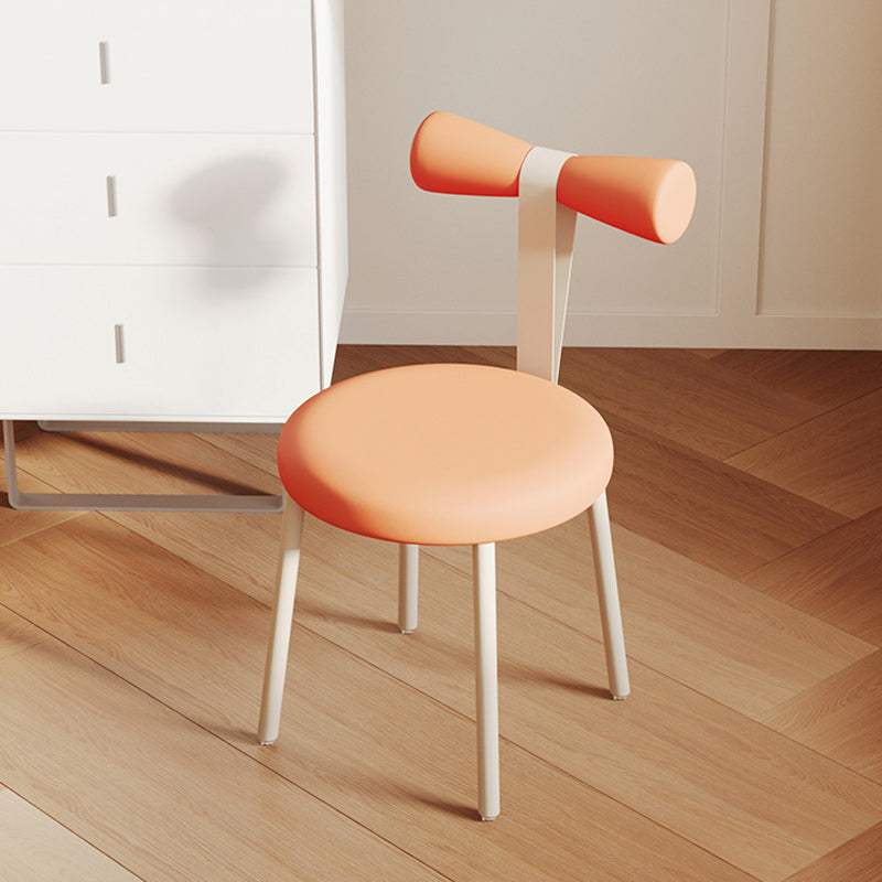 Tabouret de coiffeuse sans dossier en tissu rond crème Art Déco moderne en fer pour chambre 