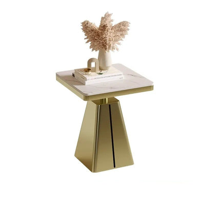 Contemporary Scandinavian Square Carbon Steel Sintered Stone Side Table For Living Room