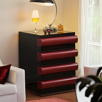 Table de nuit contemporaine scandinave rectangulaire cubique avec poignée arrondie en ABS 2/3/4 tiroirs amovibles pour chambre 