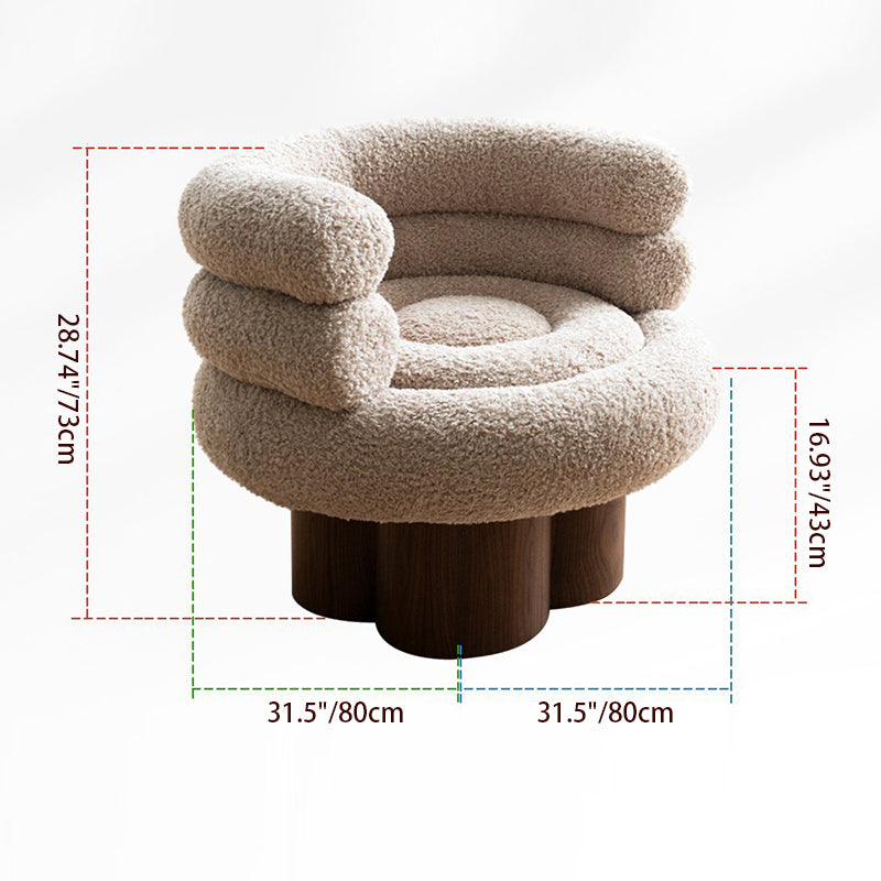 Traditional French Curved Lambswool Solid Wood Iron Vanity Stool Backrest Armless For Bedroom