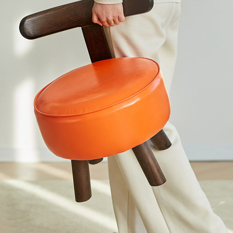Tabouret rond en bois créatif contemporain en PVC avec dossier sans accoudoirs pour salon 