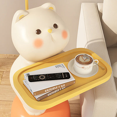 Table de chevet rectangulaire en résine et métal avec plateau en bois style Art Déco moderne pour enfants, avec lumière LED pour chambre 