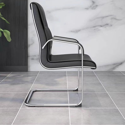 Modern Minimalist Rectangular Faux Leather Steel Desk Chair Backrest Armrest For Home Office