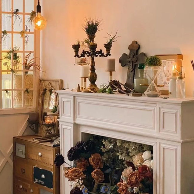 Traditionnel Vintage panneau carré en faux bois placage de cheminée pour salon 