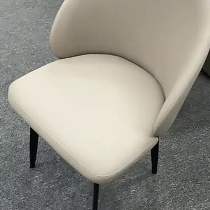 Modern Minimalist Microfiber Leather Plywood Carbon Steel Sponge Square Elliptical Curved Dining Chair Backrest For Dining Room