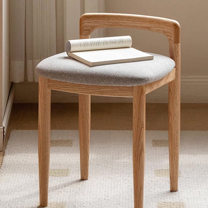 Tabouret de coiffeuse carré en lin et coton traditionnel japonais, sans dossier ni accoudoirs, pour chambre 