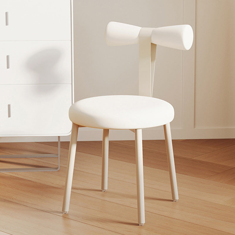 Tabouret de coiffeuse sans dossier en tissu rond crème Art Déco moderne en fer pour chambre 