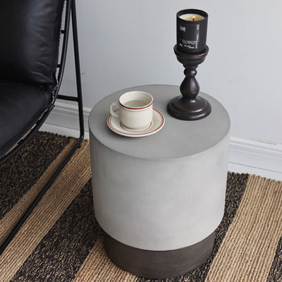 Table d'appoint cylindrique en oxyde de magnésium industriel contemporain pour salon 