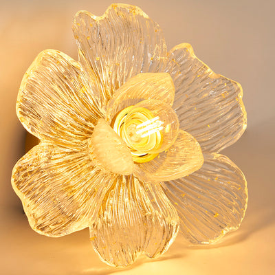 Traditional French Acrylic Iron Aluminum Petal-Shaped 1-Light Semi-Flush Mount Ceiling Light for Living Room