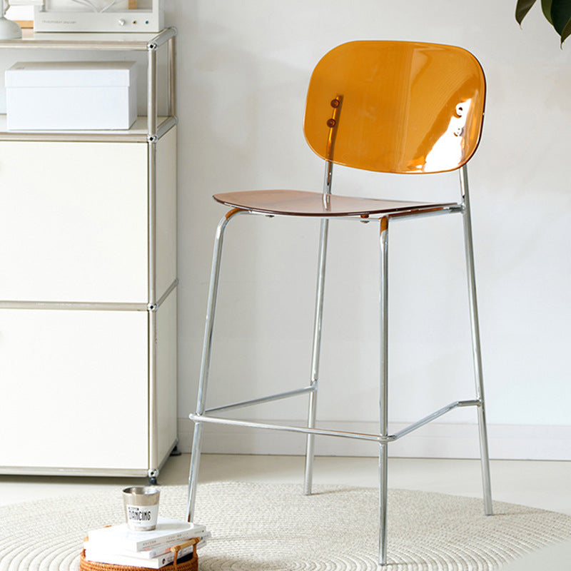 Tabouret de bar carré minimaliste moderne en fer et acrylique avec dossier pour salle à manger 