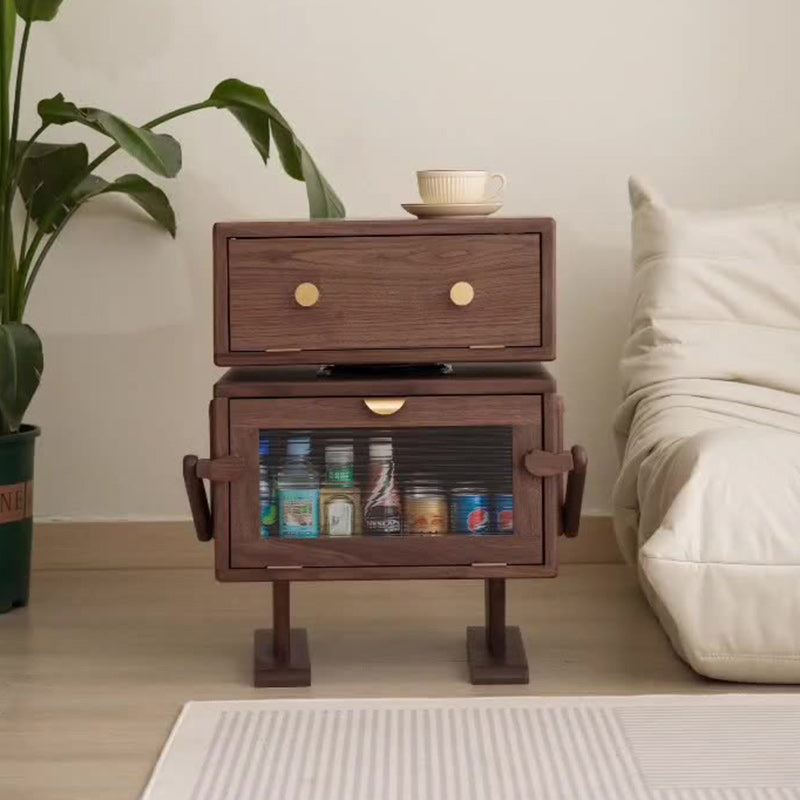 Zeitgenössischer kreativer Kinderroboter rechteckiger kubischer Holz-Nachttisch drehbar 2-Schränke für Schlafzimmer 