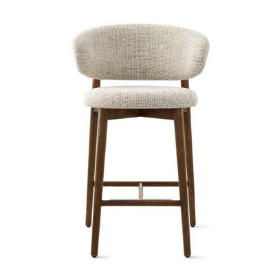 Modern Minimalist Ash Wood Fabric Rectangular Bar Stool Backrest Footrest For Kitchen