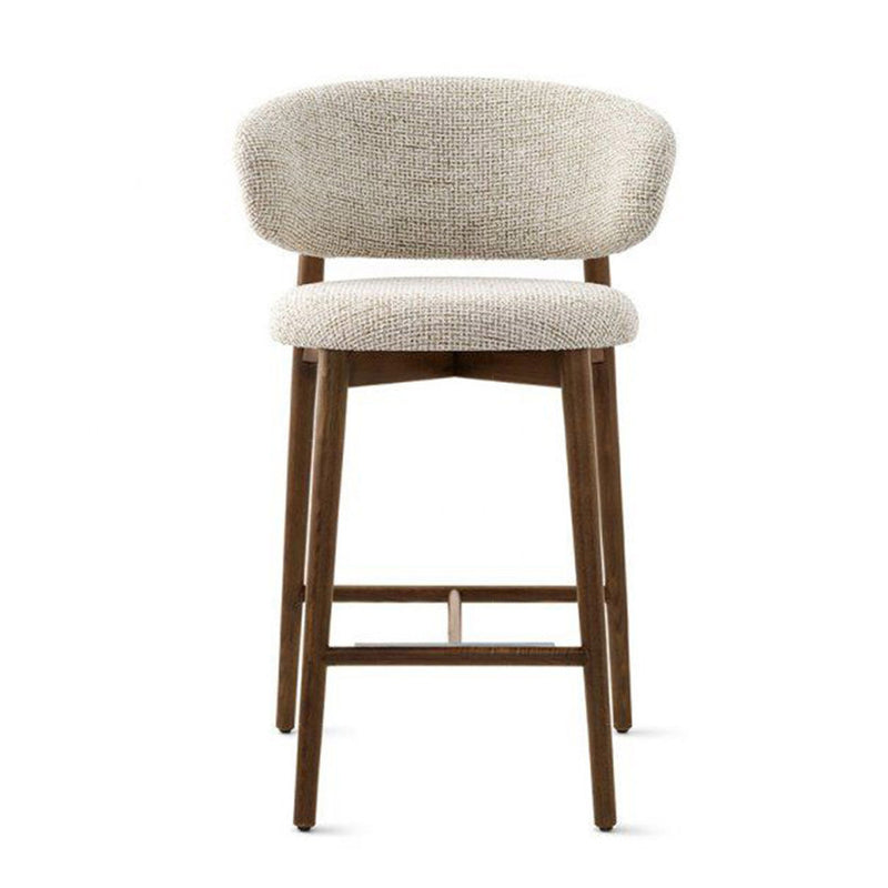 Modern Minimalist Ash Wood Fabric Rectangular Bar Stool Backrest Footrest For Kitchen