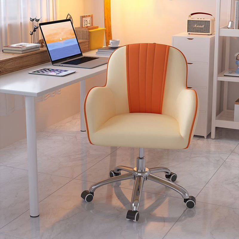 Zeitgenössischer skandinavischer Kurvenquadrat PU Leder Stahl Nylon Schreibtischstuhl Rückenlehne Arm für das Home Office 