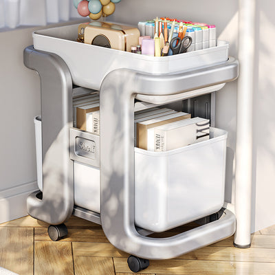 Modern Minimalist Rectangular Movable PP End Table 2-Tier For Bedroom