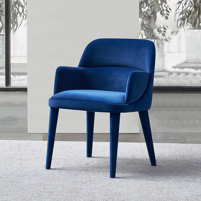 Modern Minimalist Rectangular Velvet Solid Wood Iron Dining Chair Backrest For Dining Room