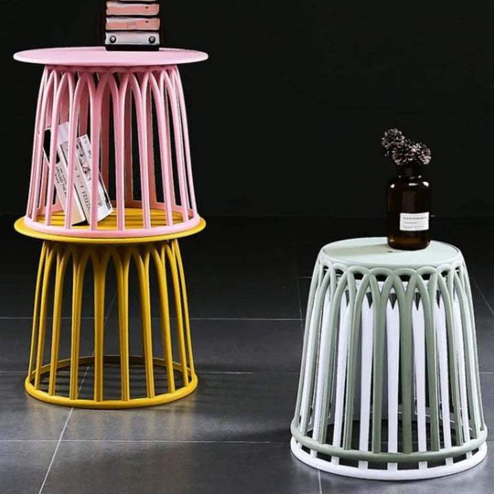 Table d'appoint ronde contemporaine scandinave avec colonne squelette PP 1 niveau pour salon 