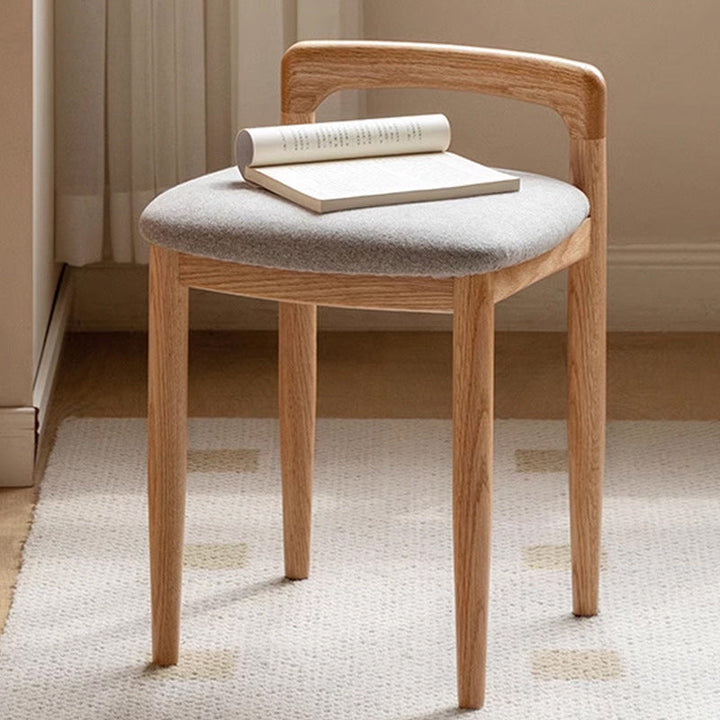 Tabouret de coiffeuse carré en lin et coton traditionnel japonais, sans dossier ni accoudoirs, pour chambre 