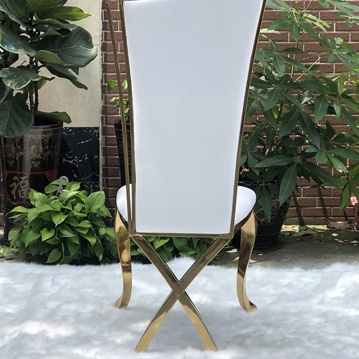 Contemporary Scandinavian Trapezoidal Square PU Leather Stainless Steel Dining Chair Backrest Armless For Dining Room