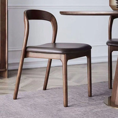Contemporary Scandinavian Square Rubberwood Solid Wood PU Leather Backrest Dining Chair For Dining Room