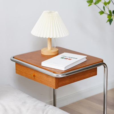 Moderner minimalistischer quadratischer Beistelltisch aus Holz und Edelstahl, 1-stufig, für das Wohnzimmer 