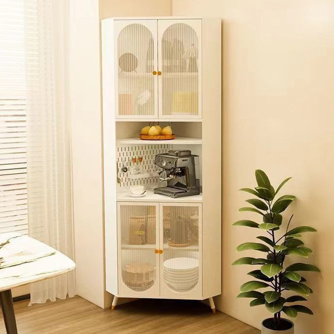 Contemporary Scandinavian Triangular Cold-Rolled Steel Tempered Glass Corner Cabinet 2-Cabinet 2-Tier For Living Room