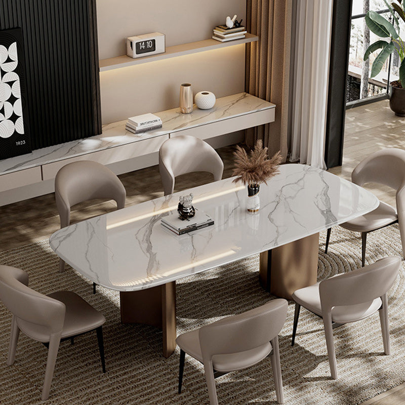 Moderne Luxus Kurve Quadrat Mikrofaser Leder Metall Esszimmerstuhl Rückenlehne Ohne Armlehnen Für Esszimmer 