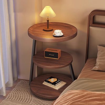 Modern Minimalist Round Cylindrical Medium Density Fiberboard Iron Side Table 3-Tier For Living Room
