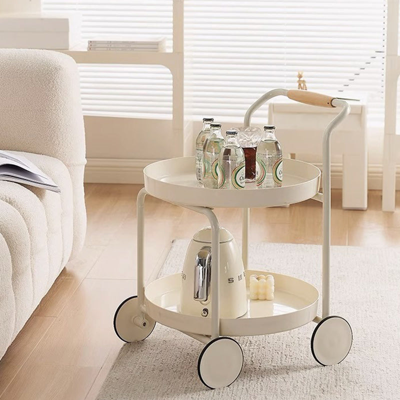 Moderner minimalistischer runder Acryl-Edelstahl-Beistelltisch mit 2 Ebenen für das Wohnzimmer 