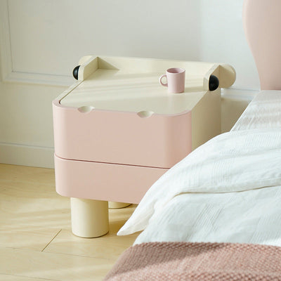 Table de nuit en bois pour enfants nordiques contemporains carrés cubiques Hippo à 2 tiroirs pour chevet 