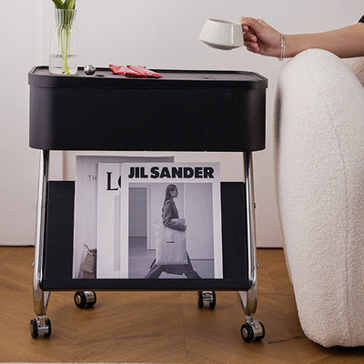 Contemporary Simplicity Rectangular Stainless Steel Side Table 1-Drawer For Living Room