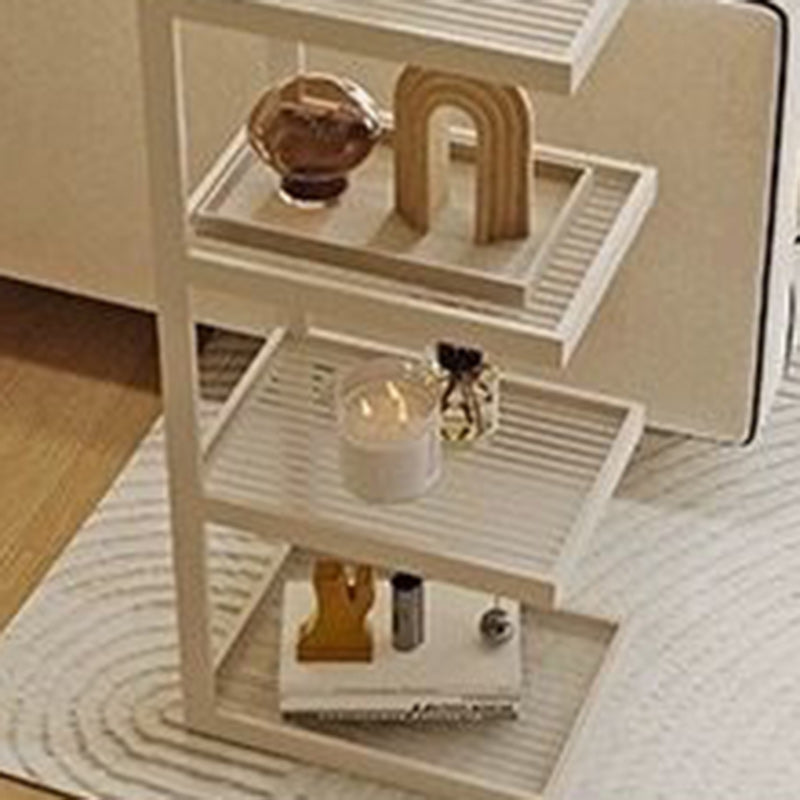 Mesa Auxiliar de Hierro y Vidrio con Rayas Rectangulares Minimalistas Modernas de 3/4 Niveles para Sala de Estar 