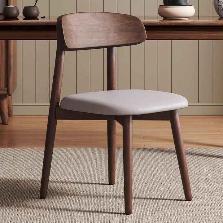 Traditional Vintage Square Rubberwood PU Leather Foam Sponge Armless Dining Chair For Dining Room