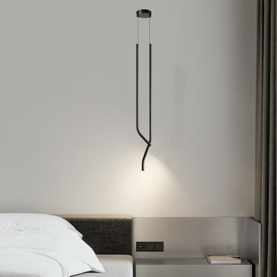 Modernes minimalistisches gebogenes feines Rohr, ganz aus Kupfer, LED-Pendelleuchte für Schlafzimmer 