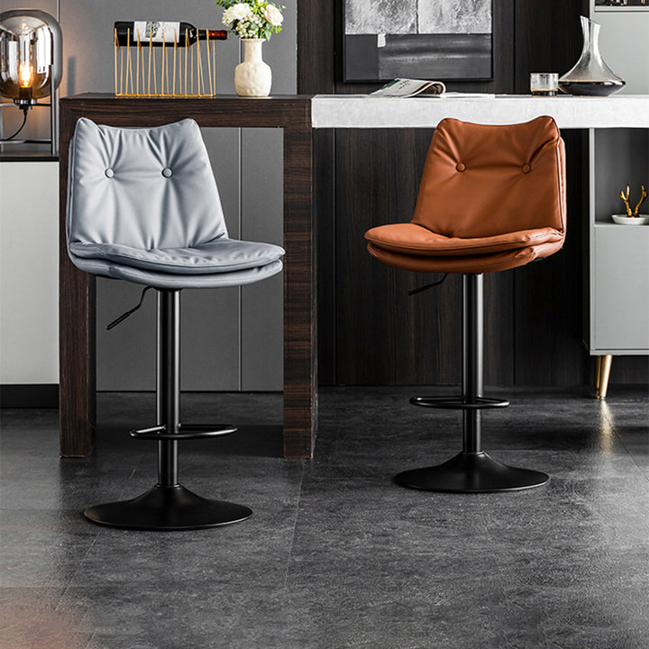 Modern Minimalist Rectangular Faux Nappa Leather Iron Bar Stool Backrest Armless For Dining Room
