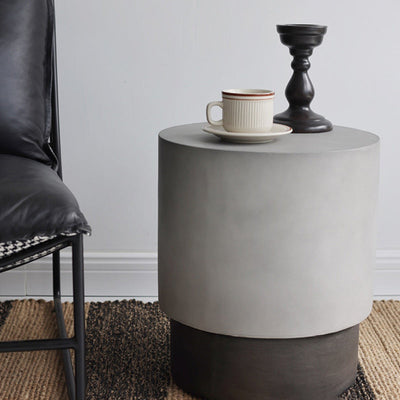 Table d'appoint cylindrique en oxyde de magnésium industriel contemporain pour salon 