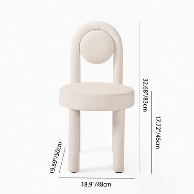 Modern Minimalist Round Velvet Iron Vanity Stool Backrest Armless For Bedroom